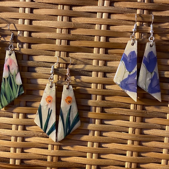 Handmade Floral Earrings - Picture 3 of 3